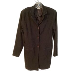 CLIO VINTAGE 90S SIZE MEDIUM BLACK VELVET LONG LENGTH 3 BUTTON BLAZER JACKET